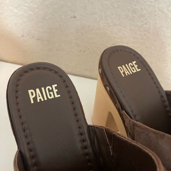 PAIGE ‘Alex’ Platform Clog in brown Suede with festival braided leather Size 11 - Picture 7 of 11